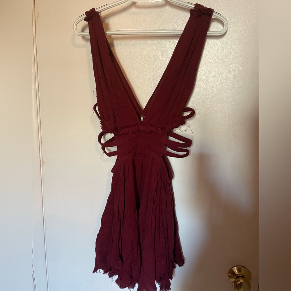 Free people burgundy dress with cutout details